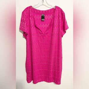 Catalina Crochet Lace Swimsuit Coverup in Bright Pink. Size XL 16-18